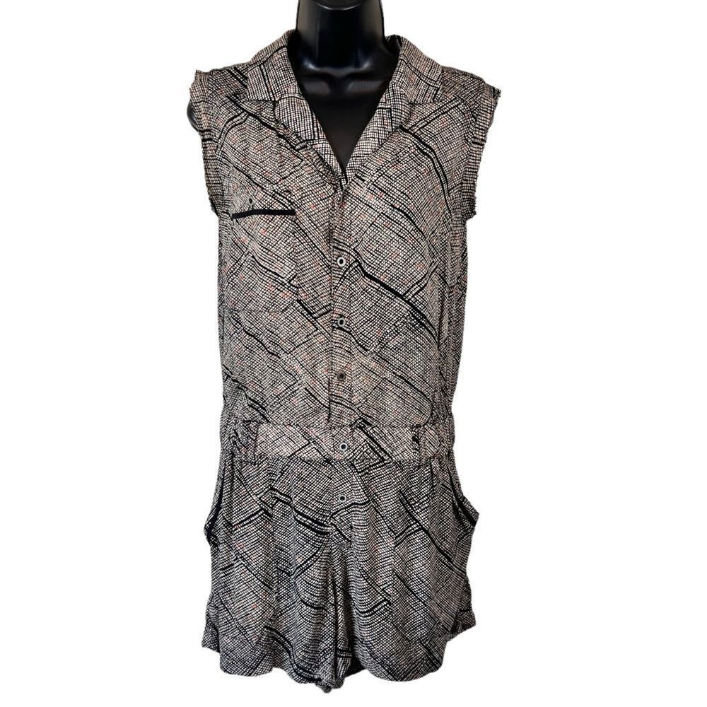 Anthropologie Hei Hei Nova Romper Black White Women Size XS